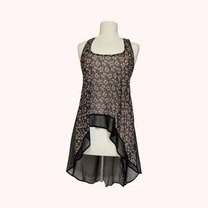 ⭐UK2LA Sheer floral & black Hi-Lo top XS/S
